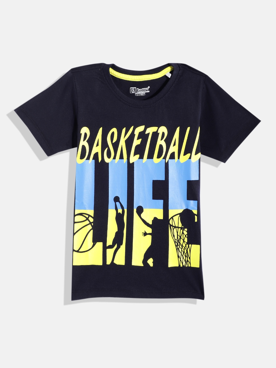 

Eteenz Boys Premium Cotton Basketball Printed T-shirt, Navy blue