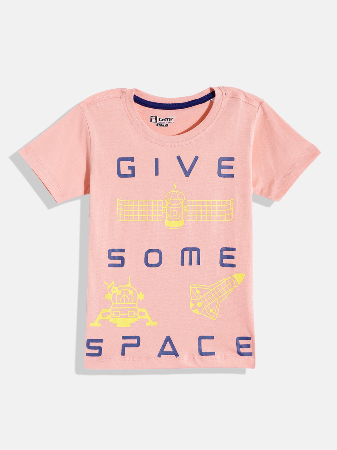 

Eteenz Boys Graphic & Typography Printed Cotton T-shirt, Peach