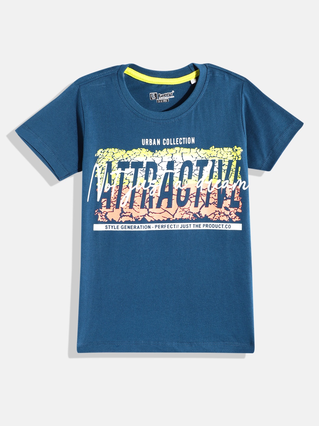

Eteenz Boys Typography & Abstract Printed Cotton T-shirt, Teal
