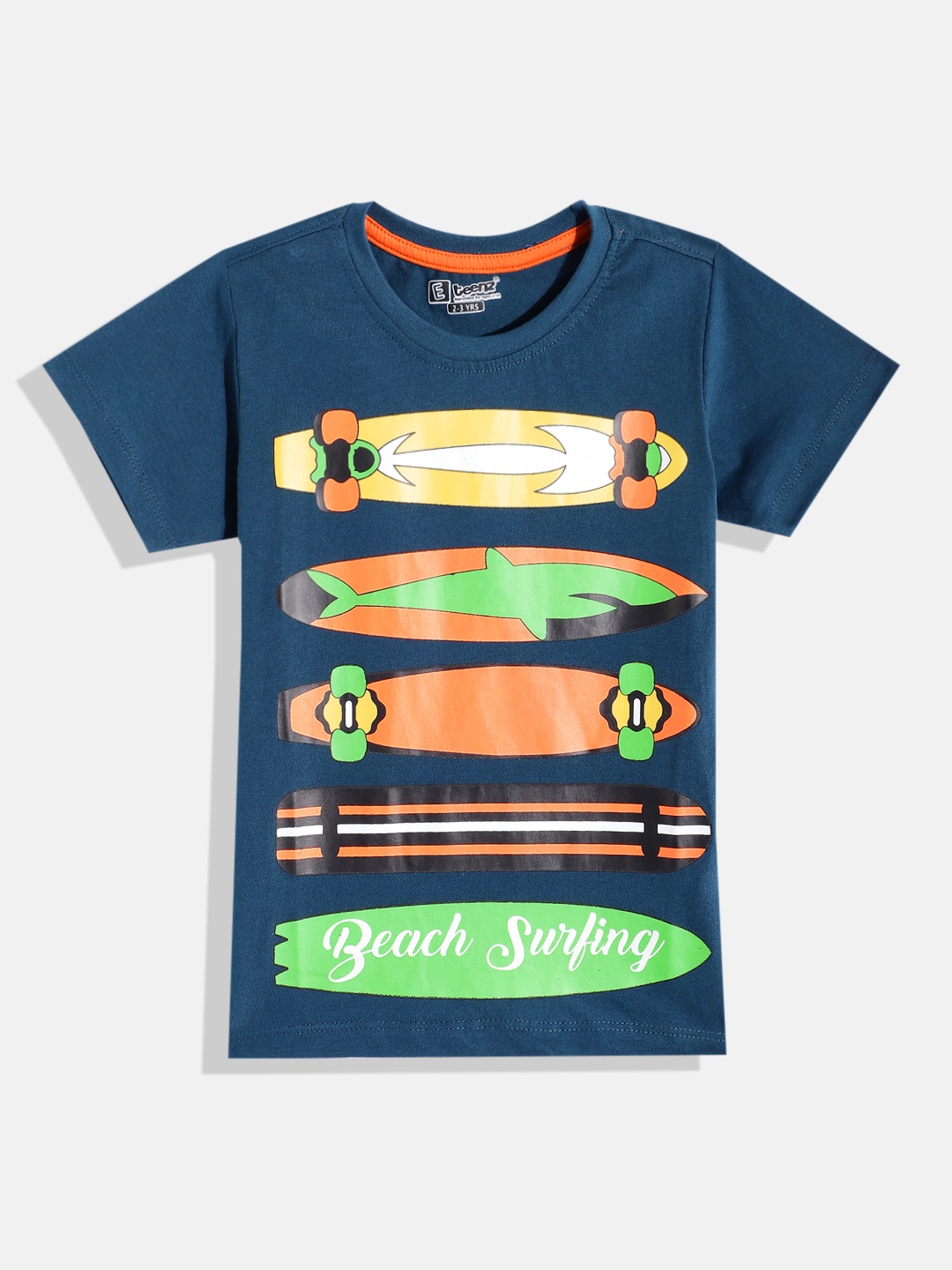 

Eteenz Boys Graphic & Typography Printed Cotton T-shirt, Navy blue