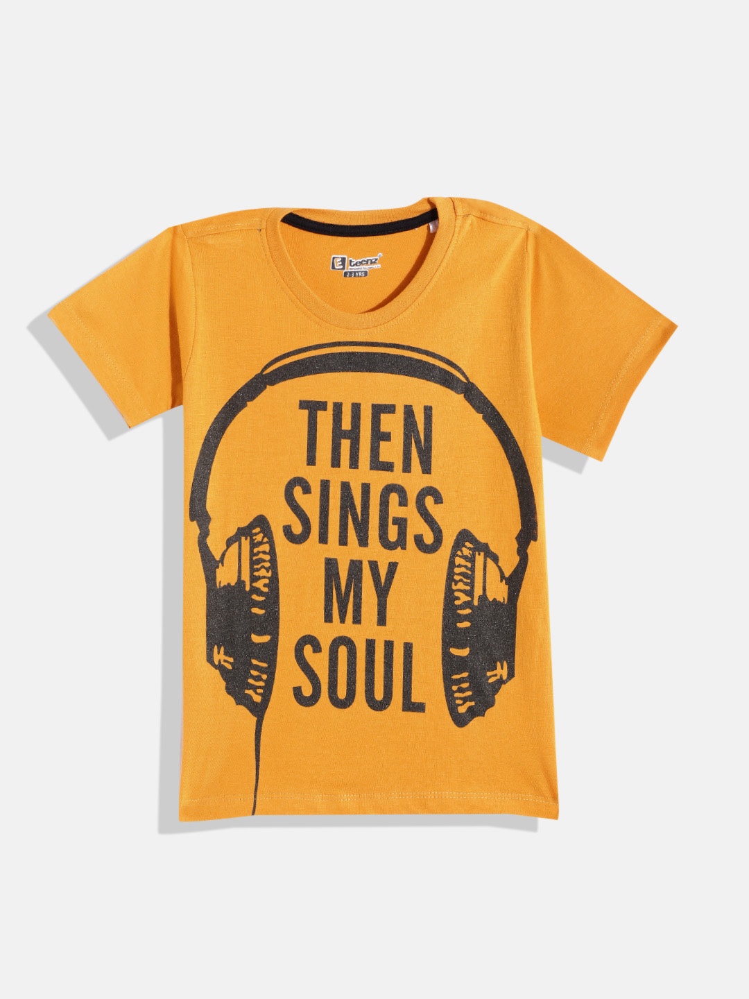 

Eteenz Boys Cotton Typography Printed T-shirt, Mustard