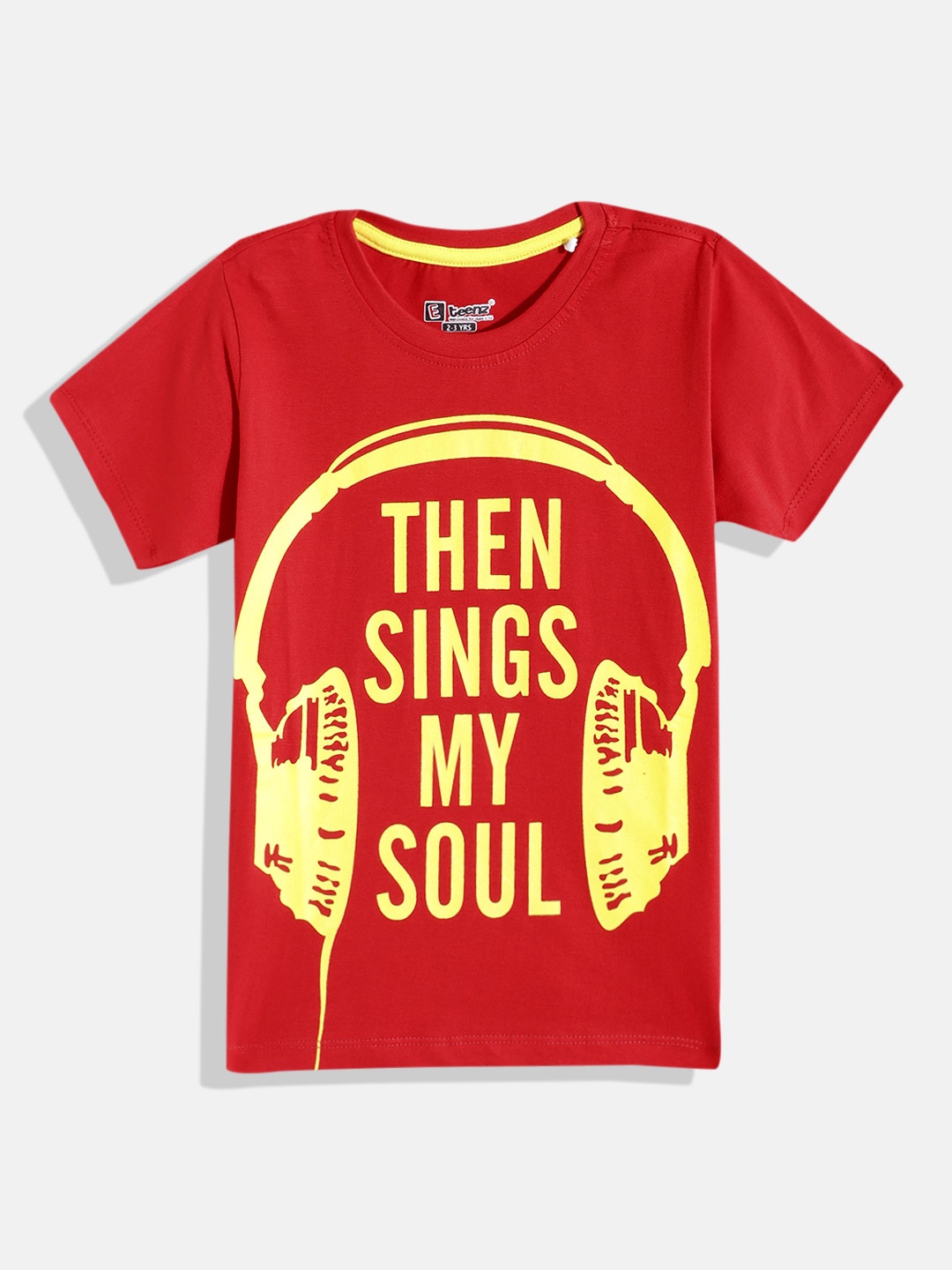 

Eteenz Boys Cotton Typography Printed T-shirt, Red
