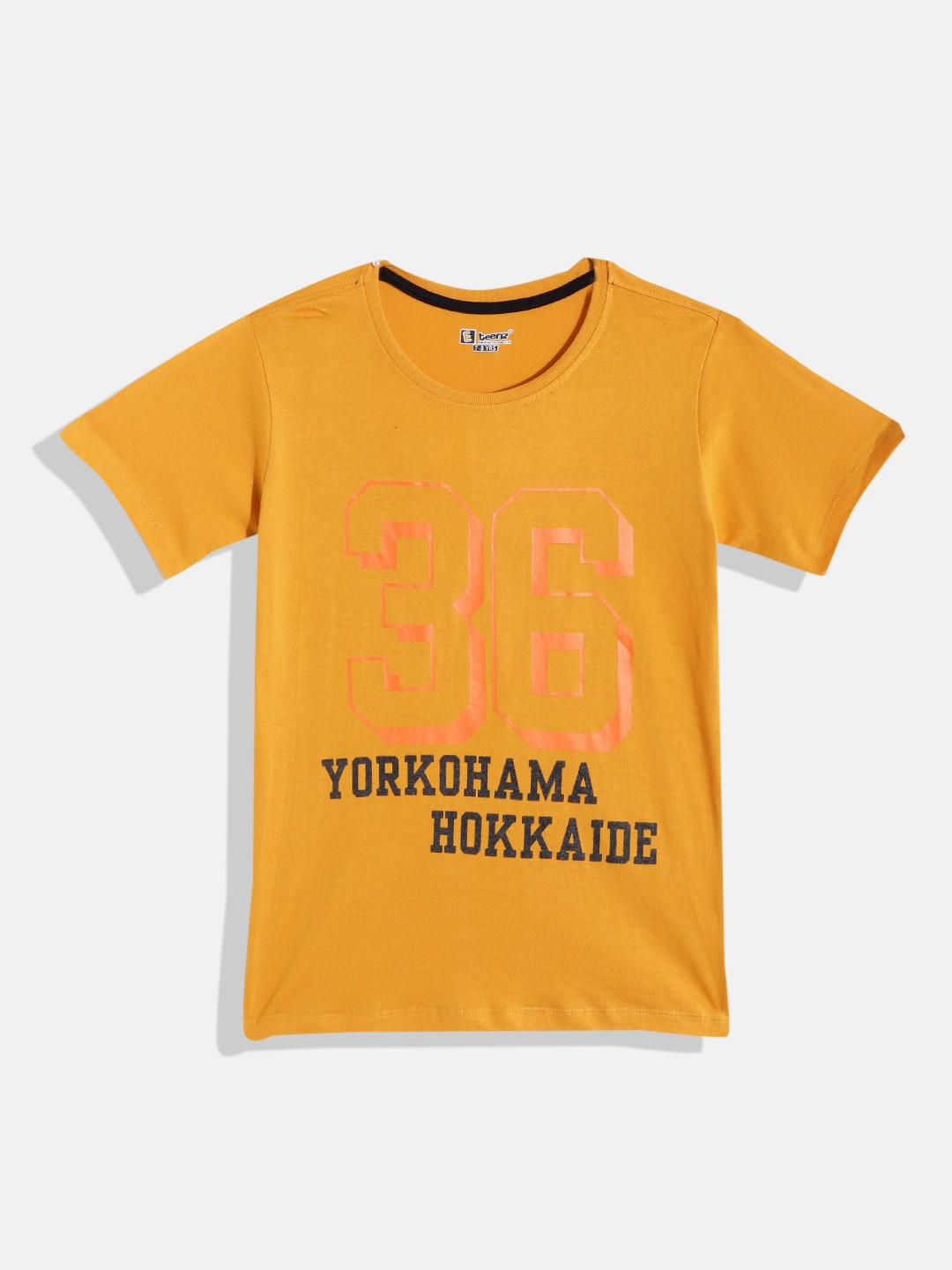 

Eteenz Boys Cotton Typography Printed T-shirt, Mustard