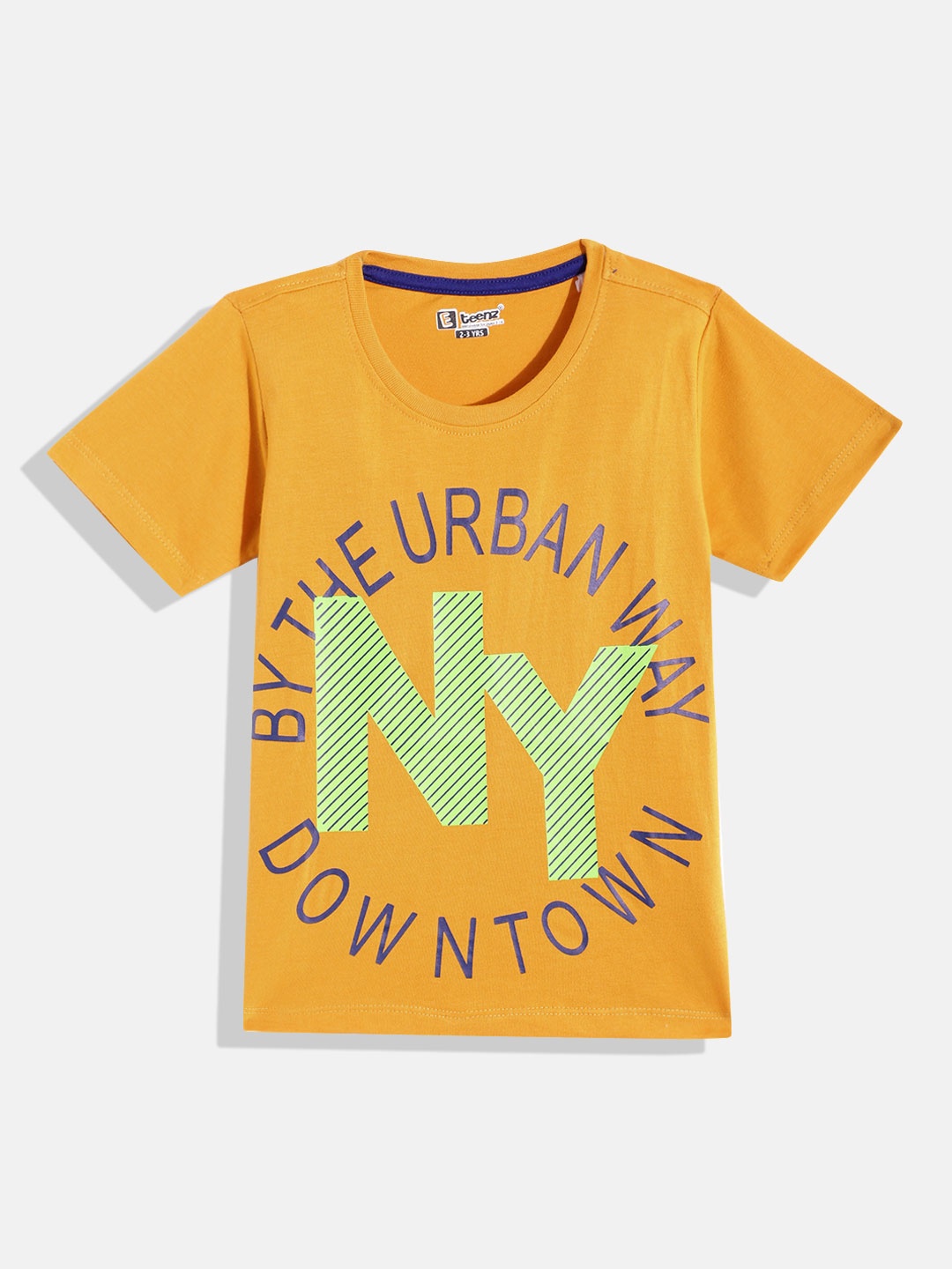 

Eteenz Boys Cotton Typography Printed T-shirt, Yellow