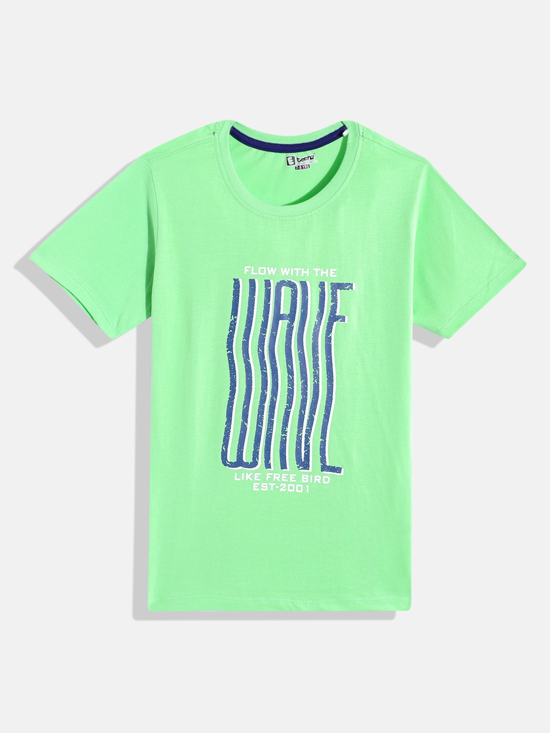 

Eteenz Boys Typography Printed Cotton T-shirt, Green