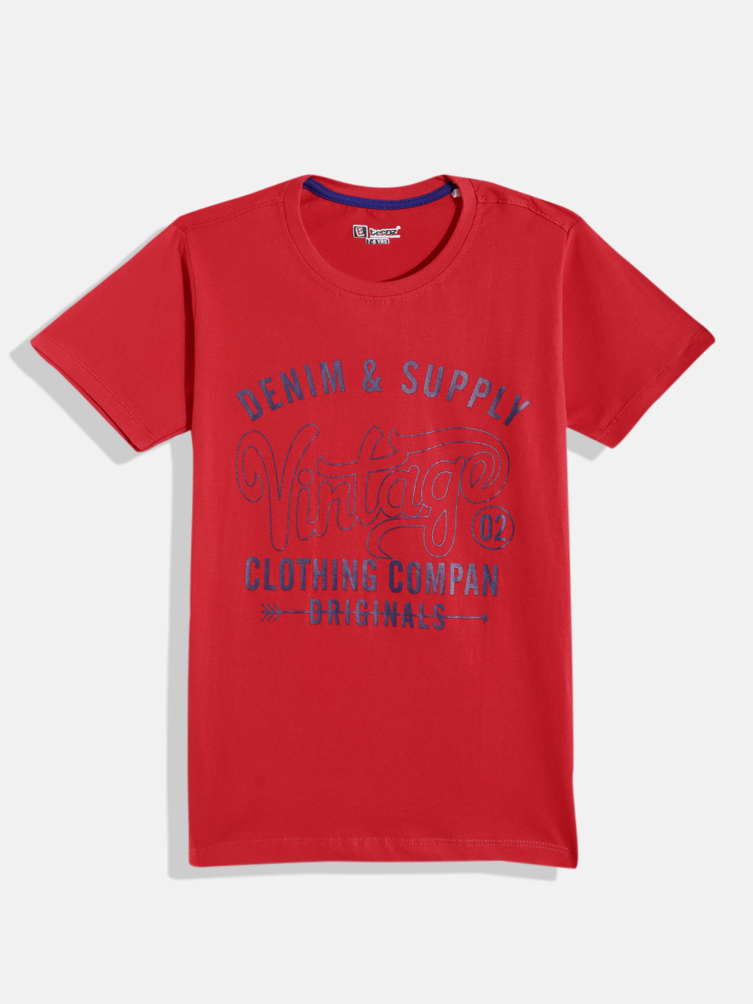 

Eteenz Boys Printed Premium Cotton T-shirt, Red
