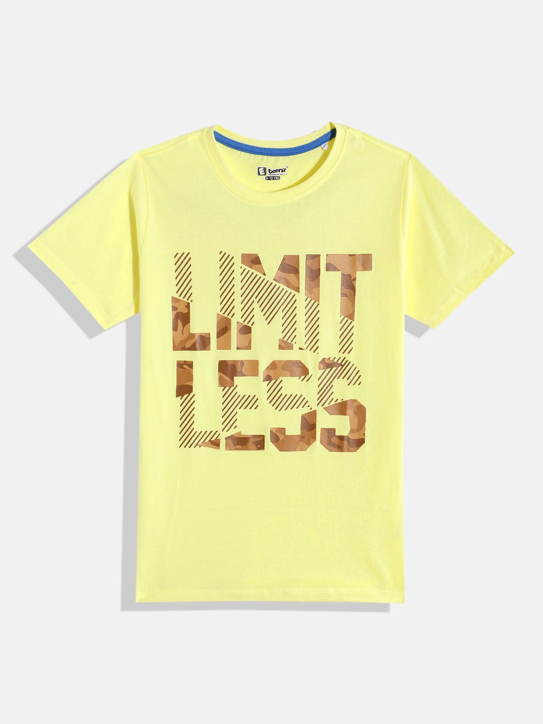 

Eteenz Boys Printed Premium Cotton T-shirt, Yellow