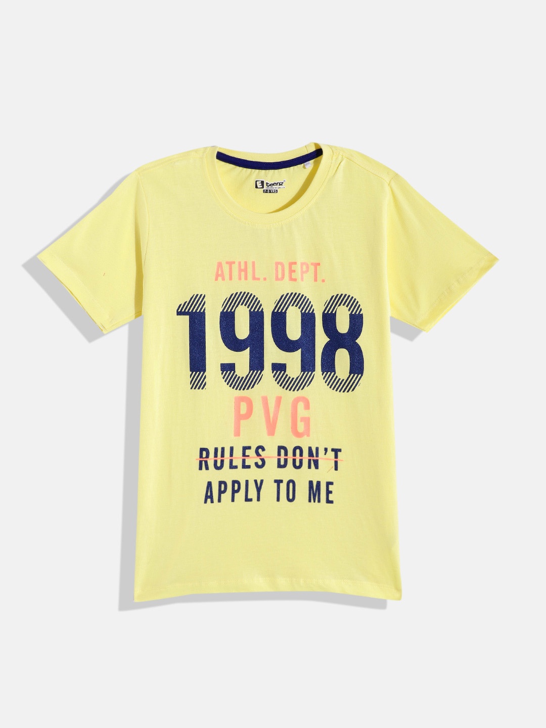 

Eteenz Boys Printed Premium Cotton T-shirt, Yellow