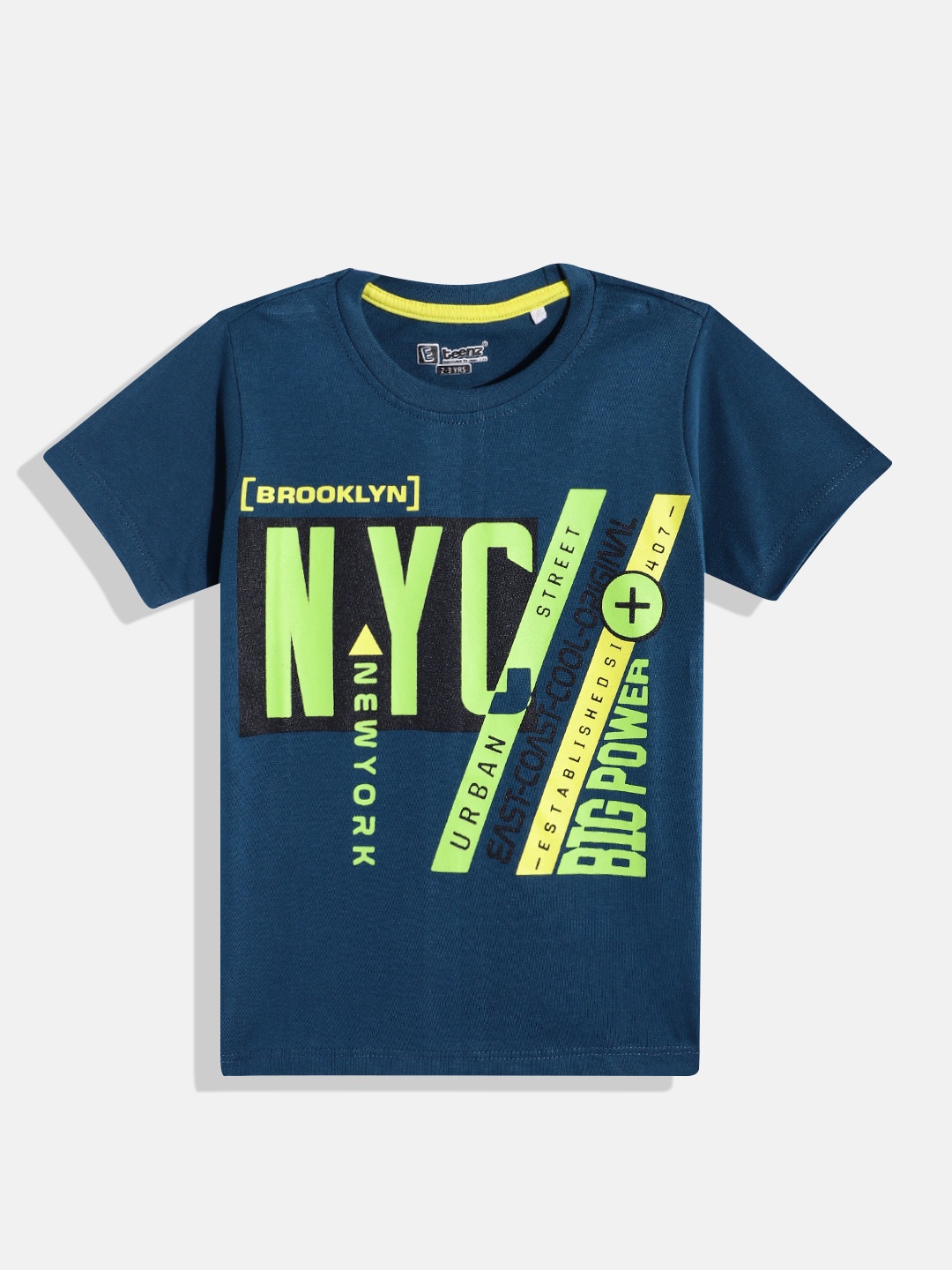 

Eteenz Boys Printed Premium Cotton T-shirt, Teal