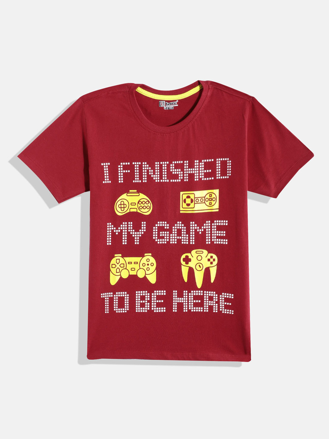 

Eteenz Boys Printed Premium Cotton T-shirt, Maroon
