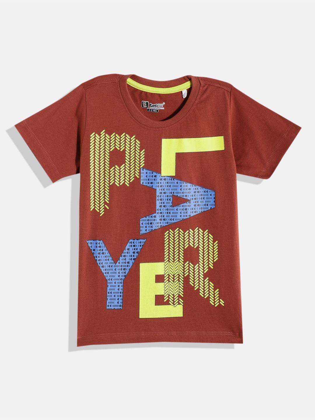 

Eteenz Boys Printed Premium Cotton T-shirt, Brown