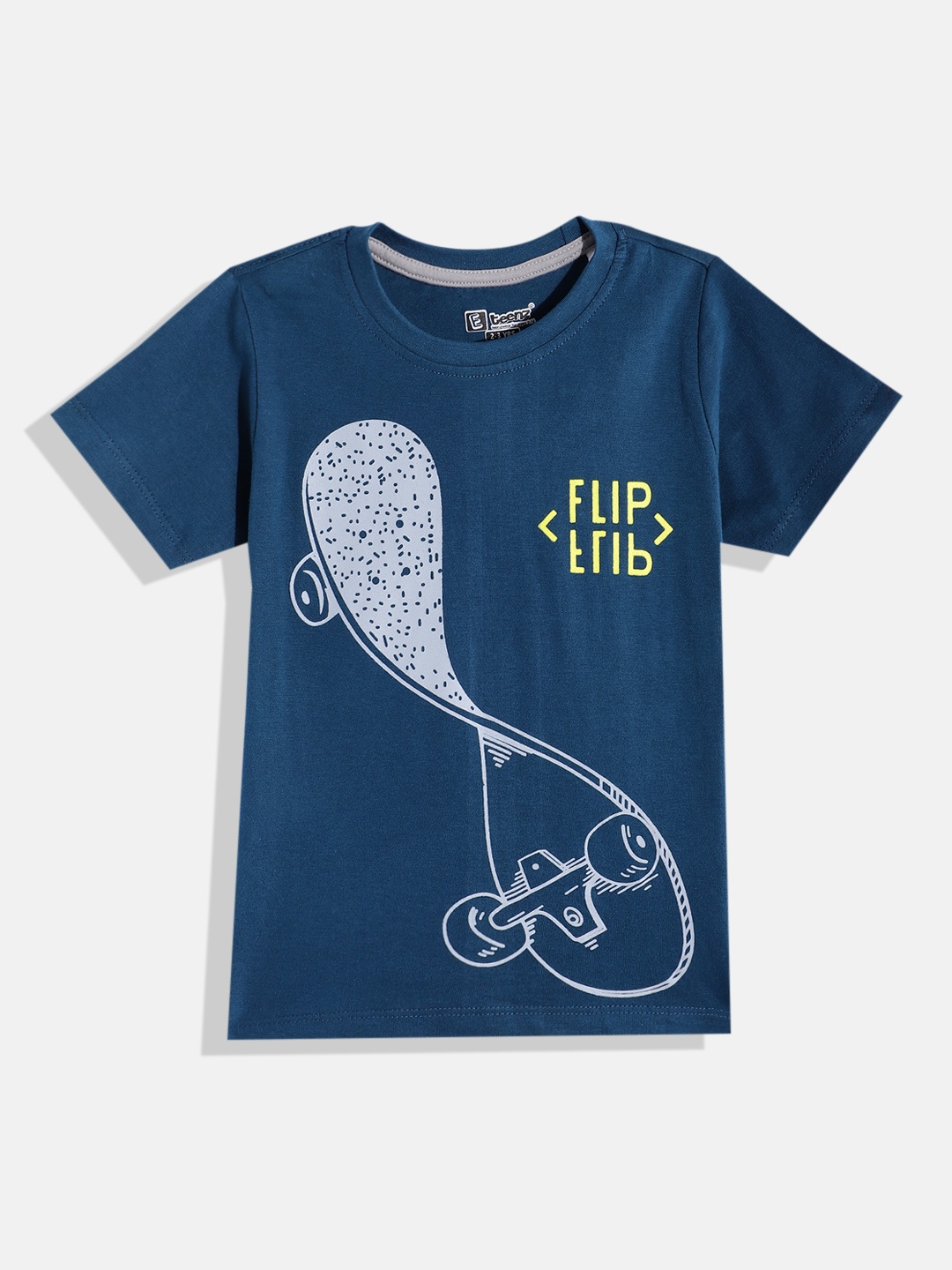 

Eteenz Boys Printed Premium Cotton T-shirt, Navy blue