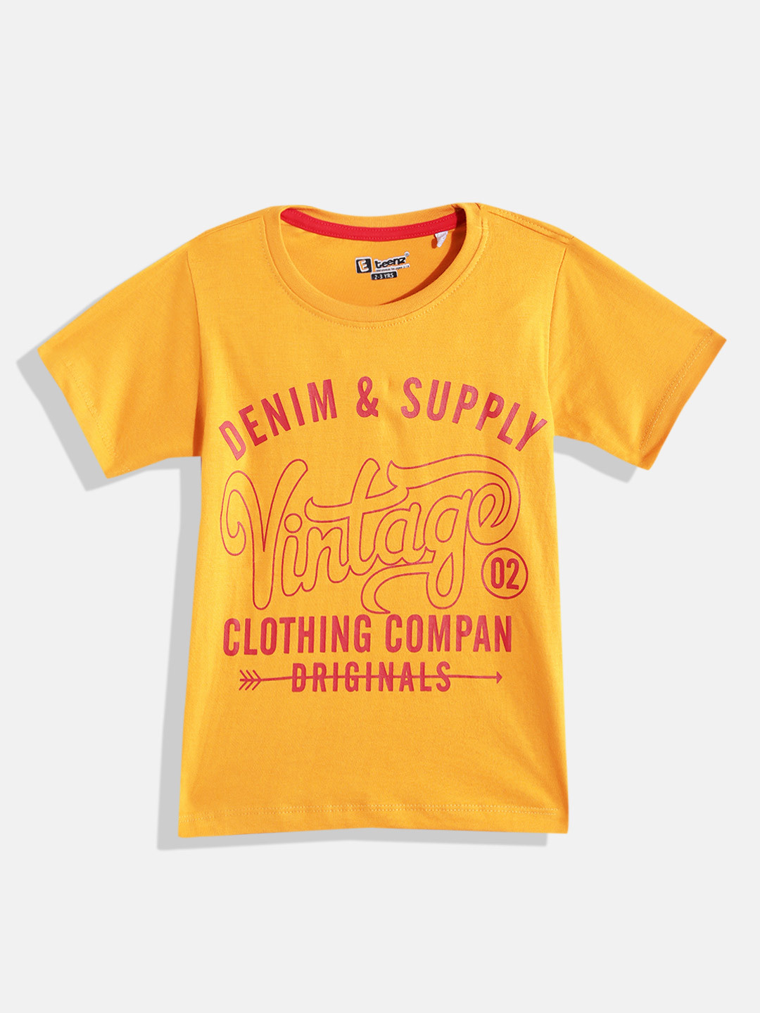 

Eteenz Boys Cotton Typography Printed T-shirt, Mustard