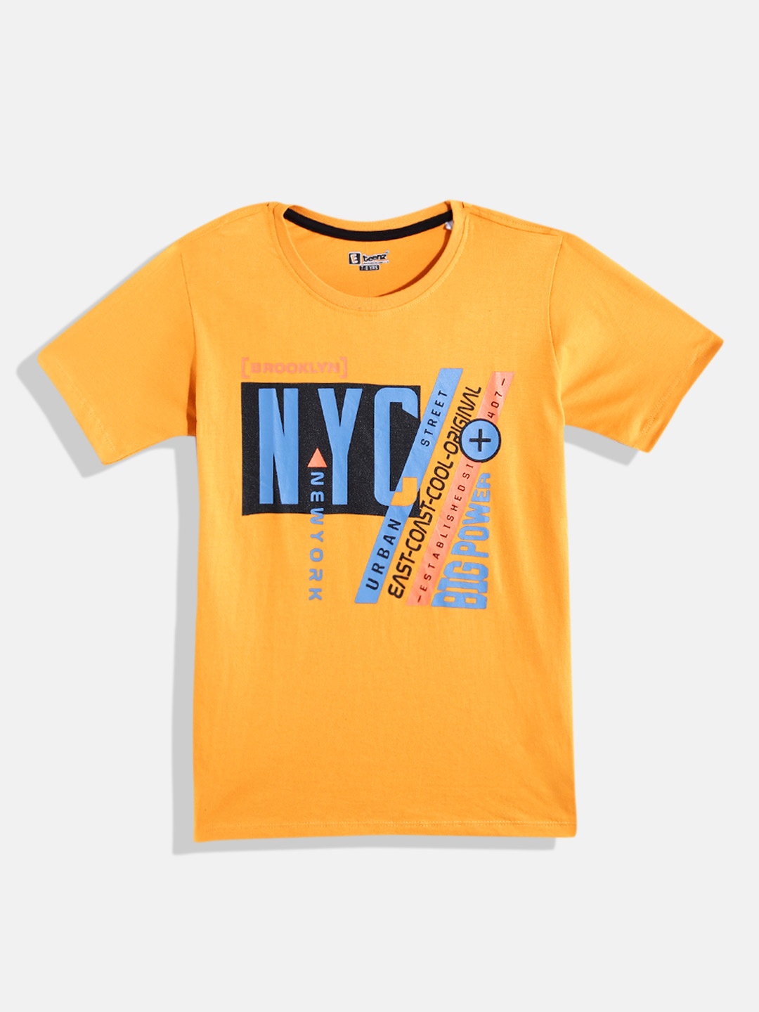 

Eteenz Boys Cotton Typography Printed T-shirt, Mustard