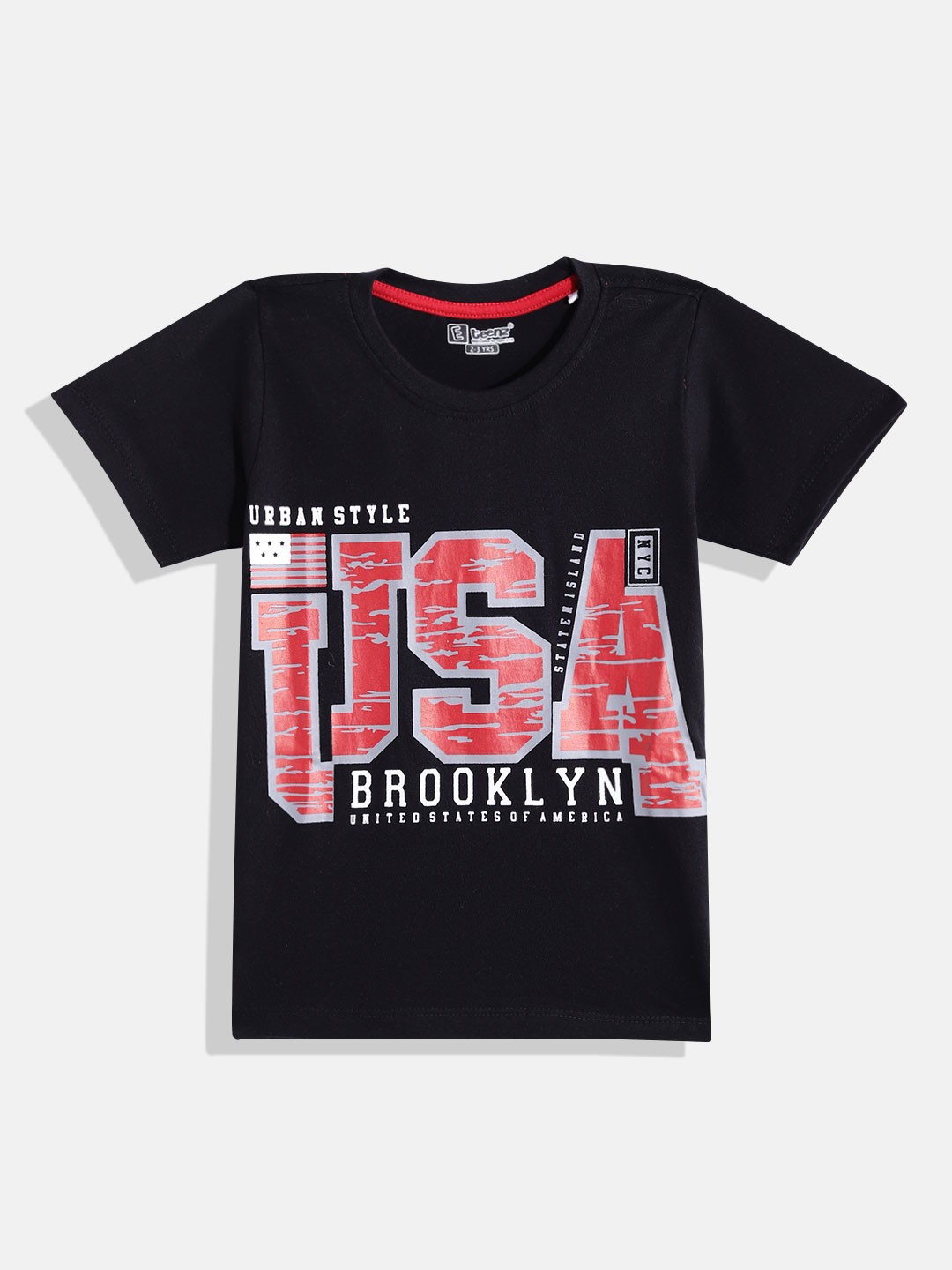 

Eteenz Boys Cotton Graphic & Typography Printed T-shirt, Black