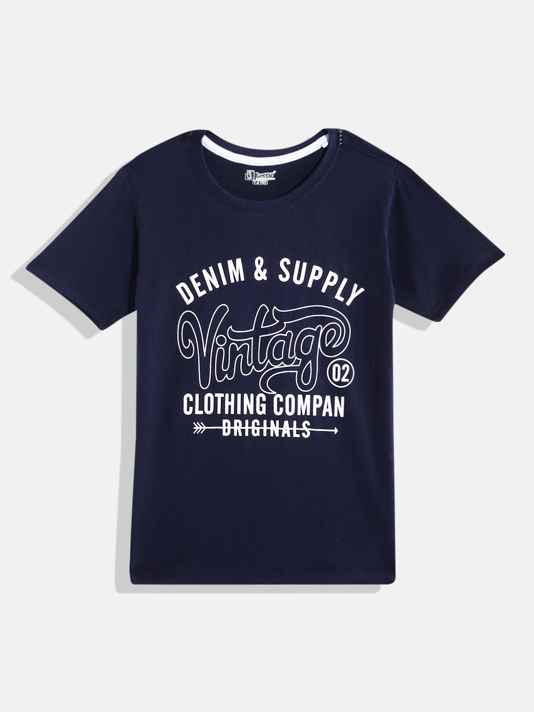 

Eteenz Boys Premium Cotton Typography Printed T-shirt, Navy blue