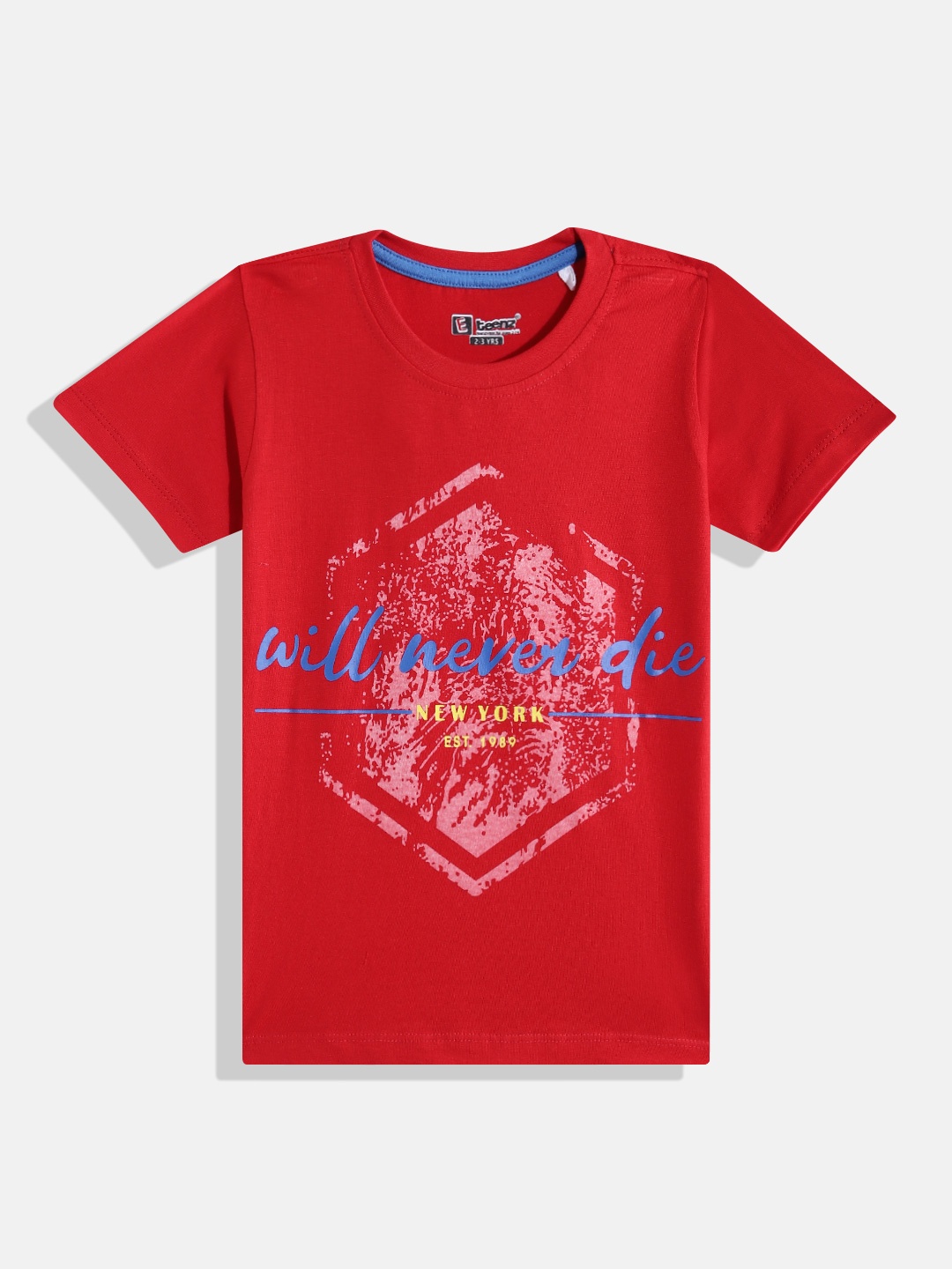 

Eteenz Boys Premium Cotton Typography Printed T-shirt, Red