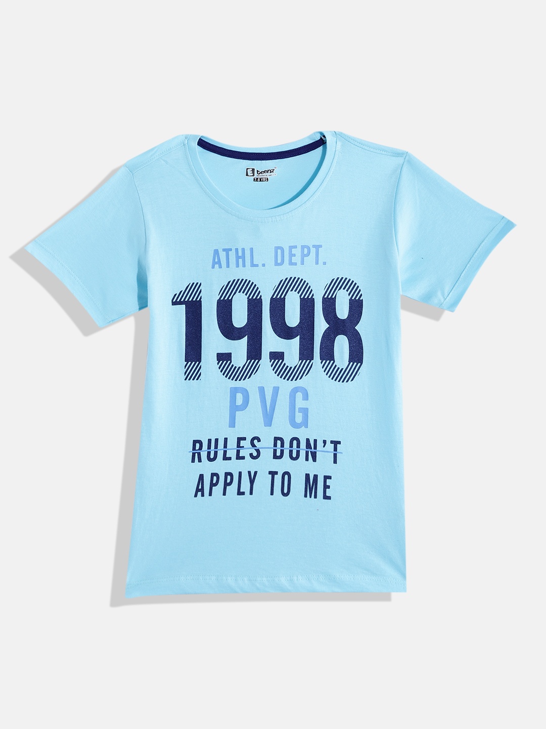 

Eteenz Boys Typography Printed Cotton T-shirt, Blue