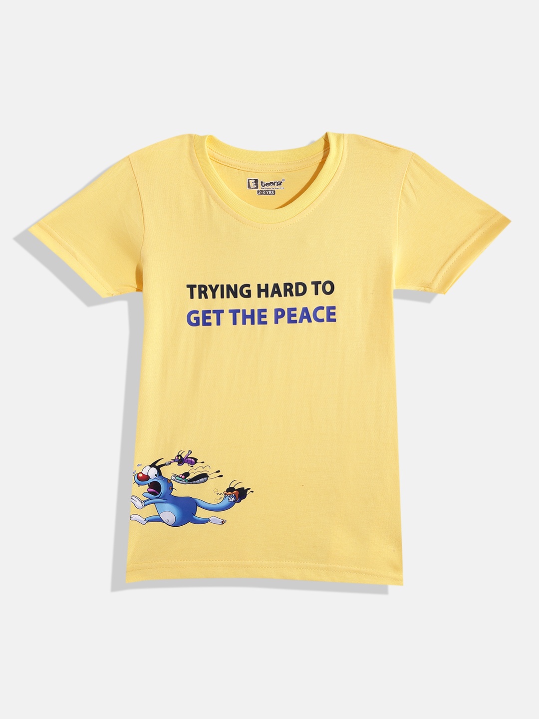 

Eteenz Boys Cartoon Character & Typography Printed Cotton T-shirt, Yellow