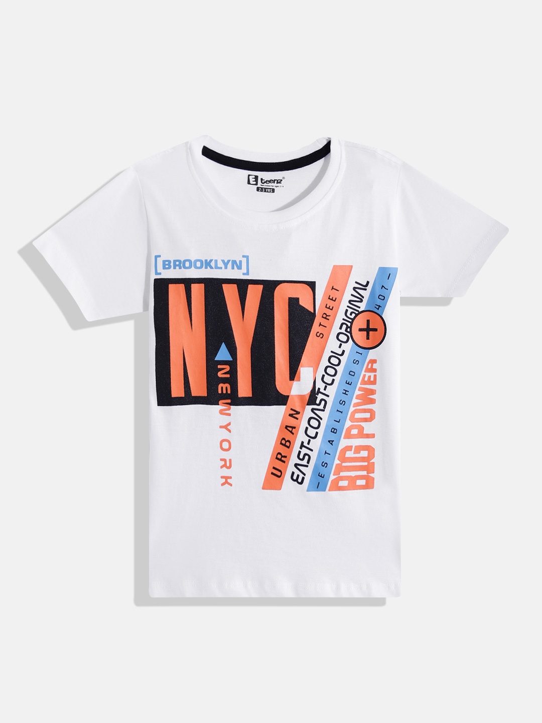

Eteenz Boys Typography Printed Cotton T-shirt, White