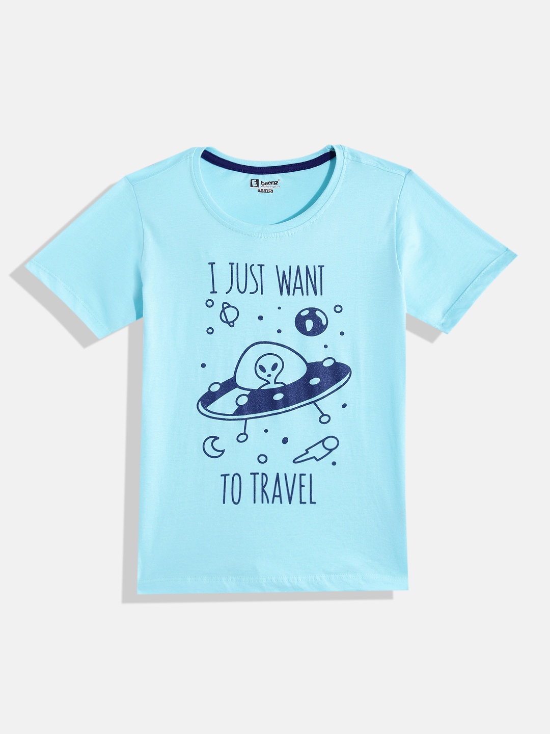 

Eteenz Boys Graphic & Typography Printed Cotton T-shirt, Blue