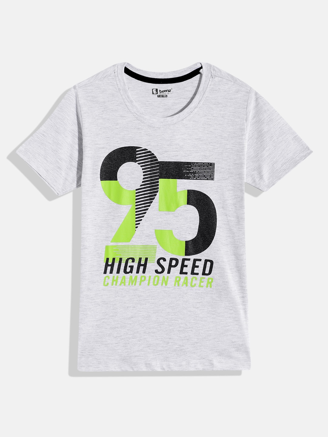 

Eteenz Boys Printed Premium Cotton T-shirt, Grey melange