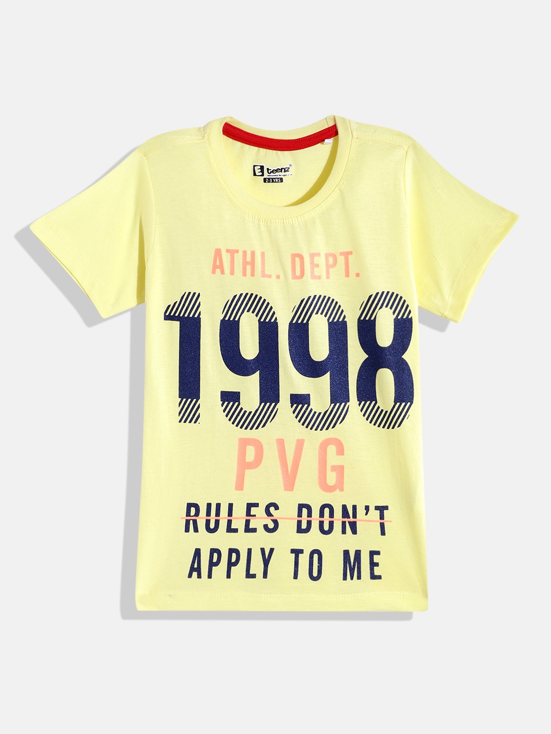 

Eteenz Boys Printed Premium Cotton T-shirt, Yellow