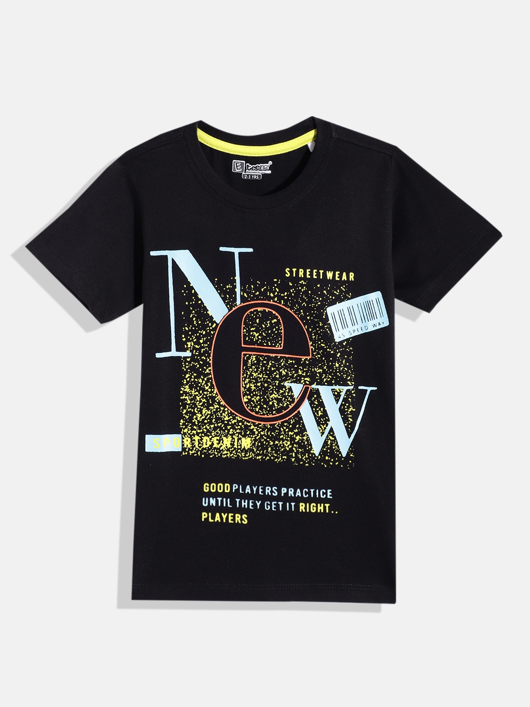 

Eteenz Boys Printed Premium Cotton T-shirt, Black