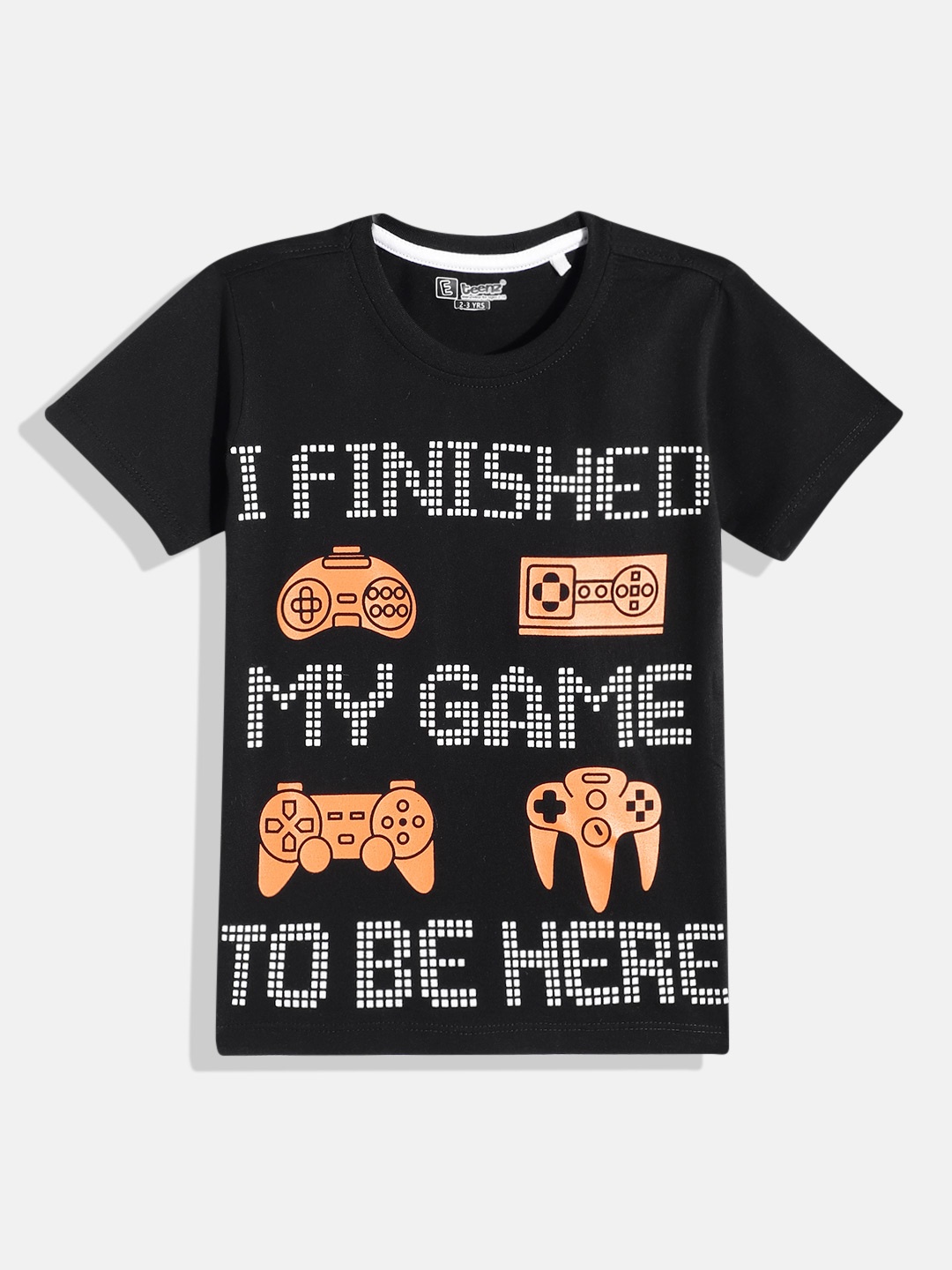 

Eteenz Boys Printed Premium Cotton T-shirt, Black