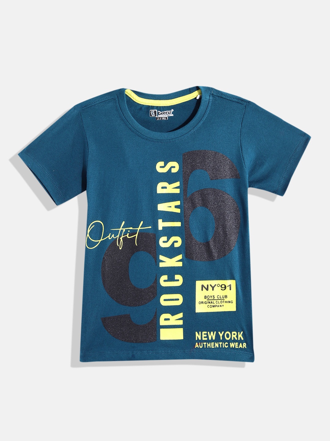 

Eteenz Boys Premium Cotton Typography Printed T-shirt, Teal