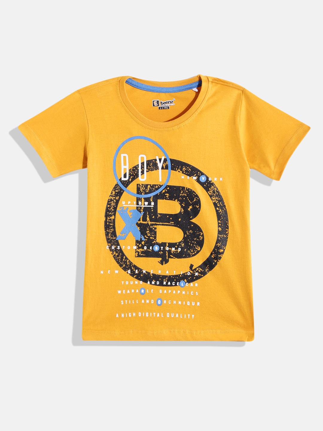 

Eteenz Boys Premium Cotton Typography Printed T-shirt, Mustard