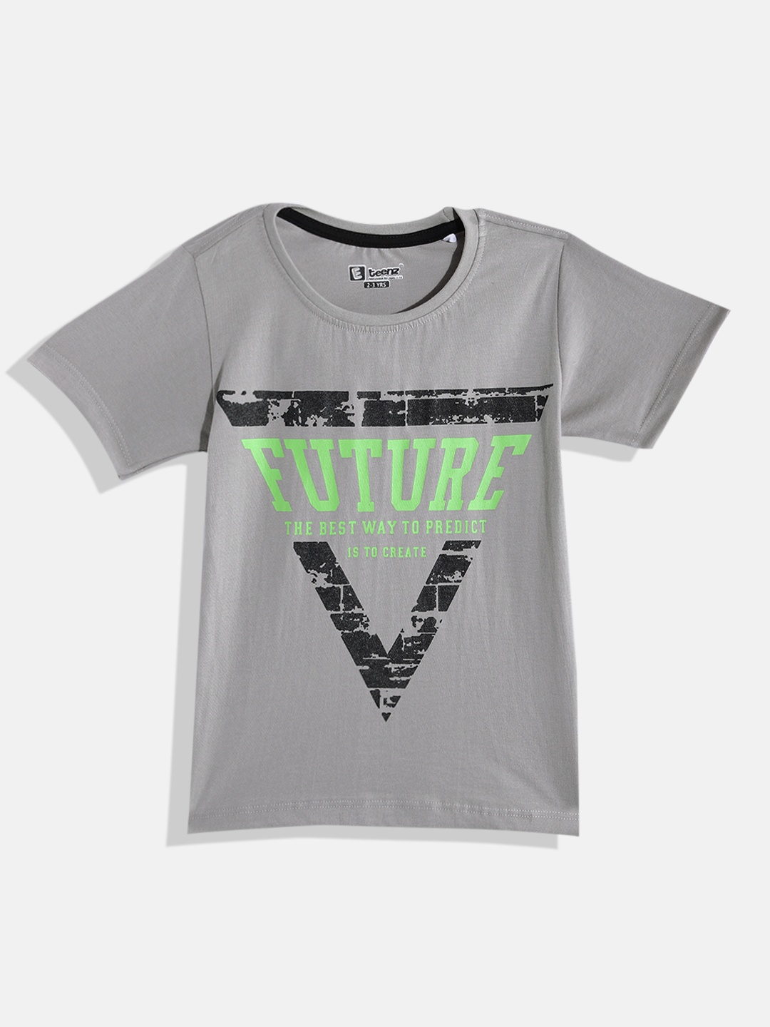 

Eteenz Boys Premium Cotton Typography Printed T-shirt, Grey