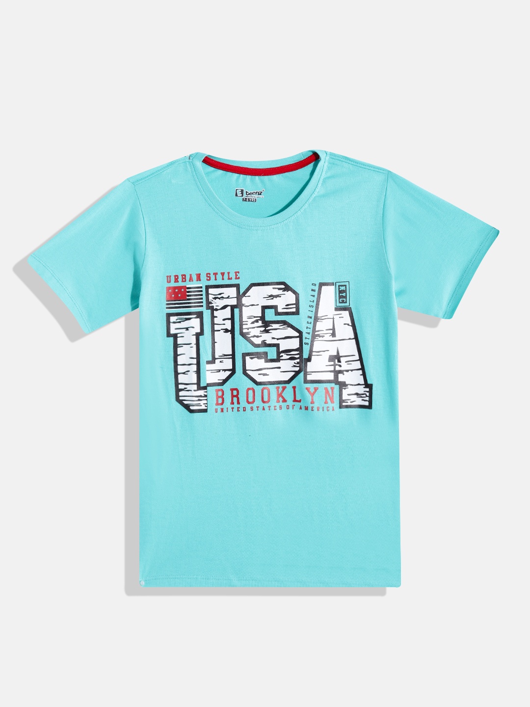 

Eteenz Boys Premium Cotton Printed T-shirt, Turquoise blue