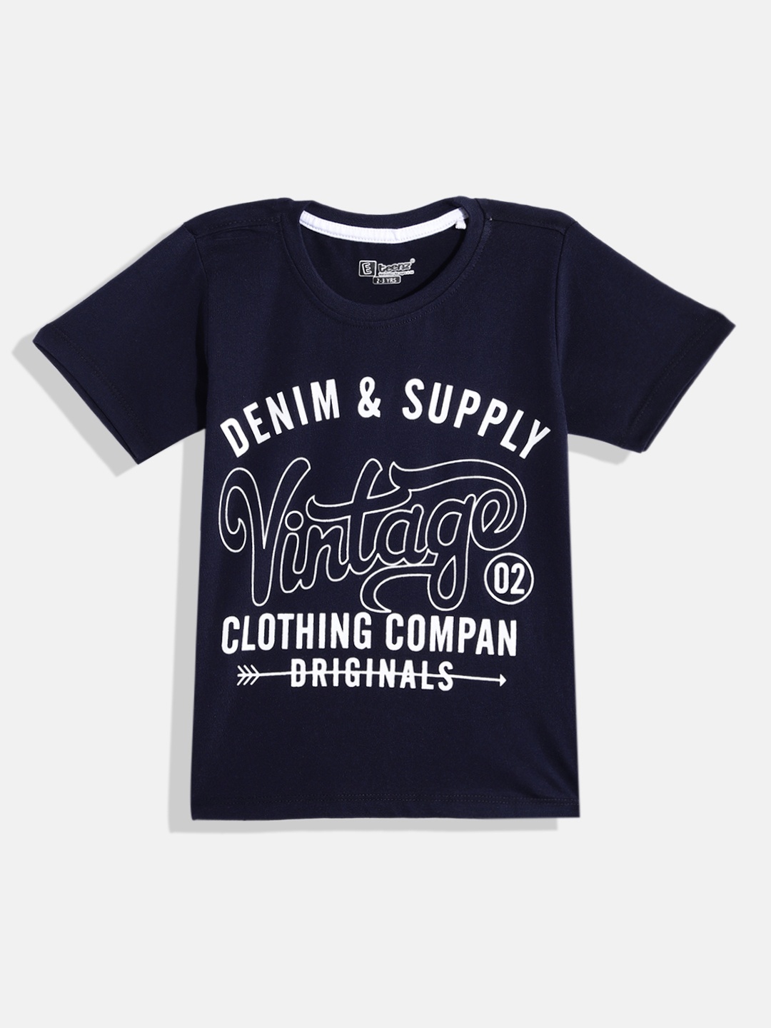 

Eteenz Boys Printed Premium Cotton T-shirt, Navy blue