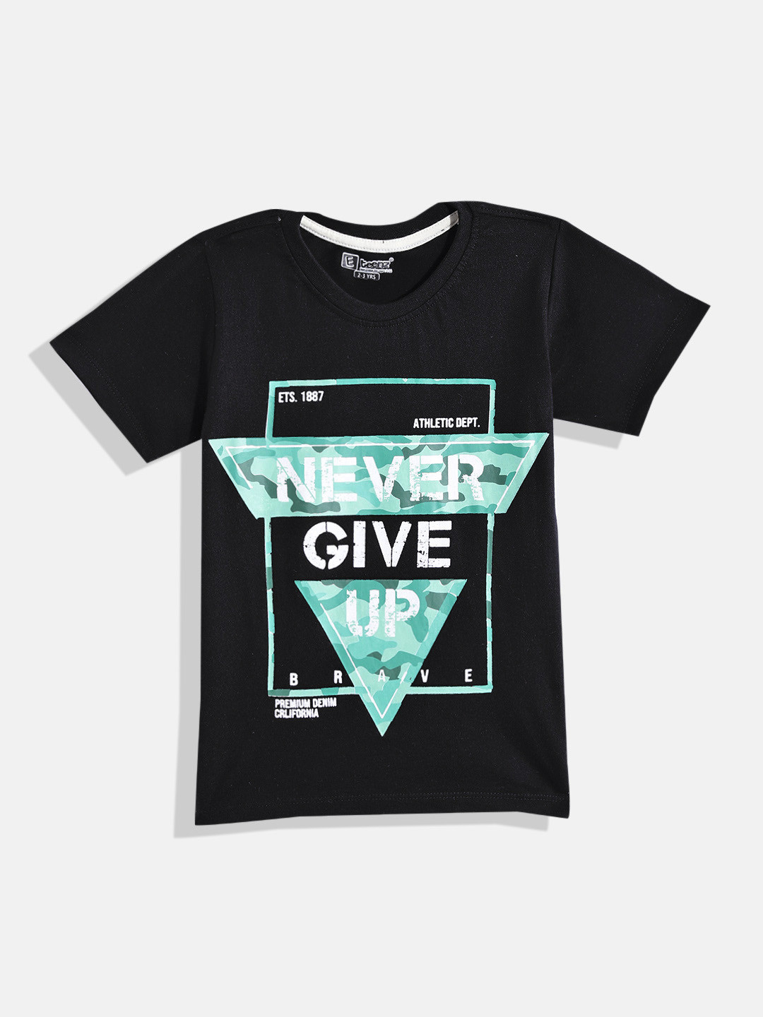 

Eteenz Boys Printed Premium Cotton T-shirt, Black