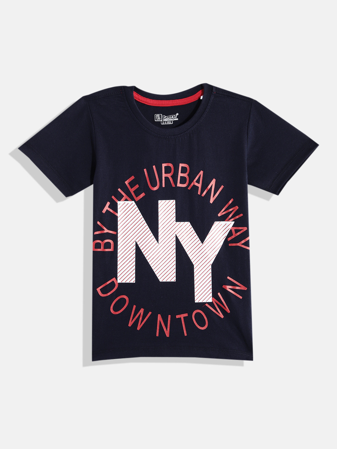 

Eteenz Boys Printed Premium Cotton T-shirt, Navy blue