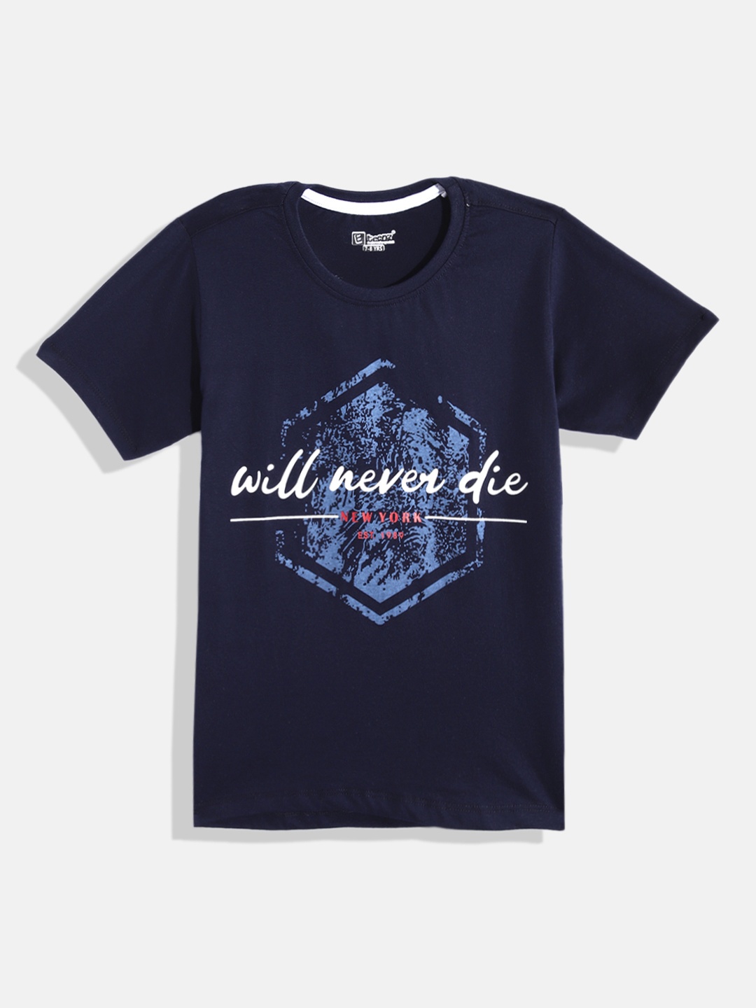 

Eteenz Boys Printed Premium Cotton T-shirt, Navy blue