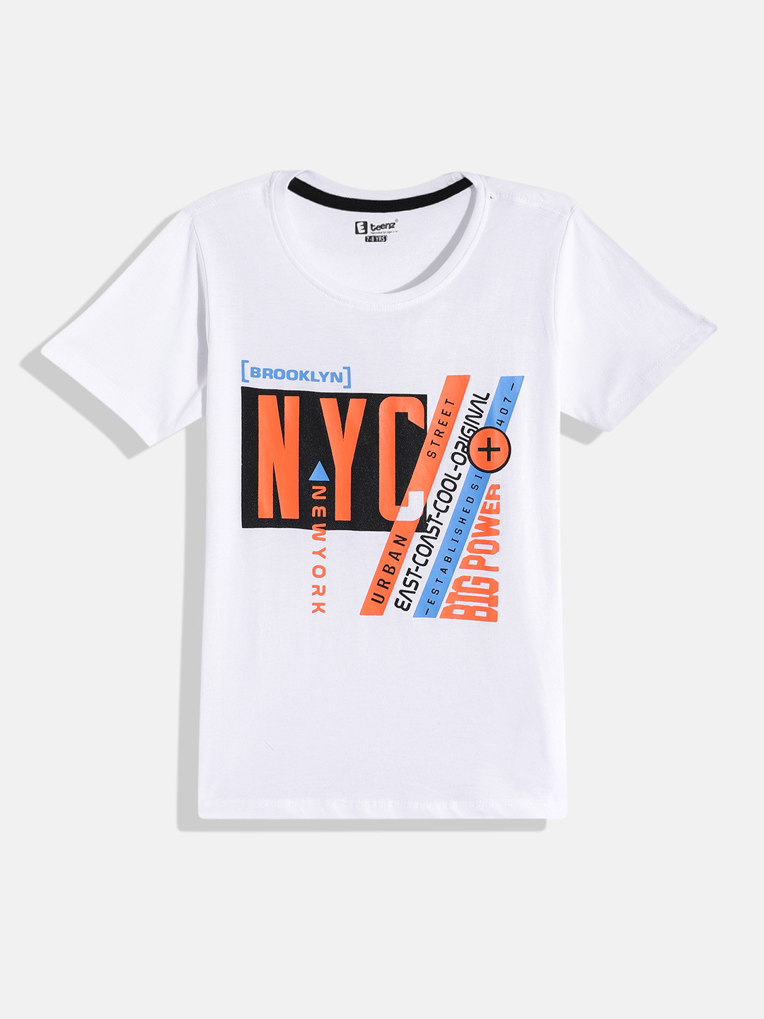

Eteenz Boys Printed Premium Cotton T-shirt, White