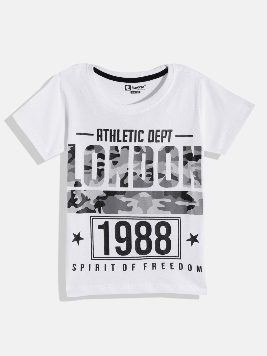 

Eteenz Boys Printed Premium Cotton T-shirt, White