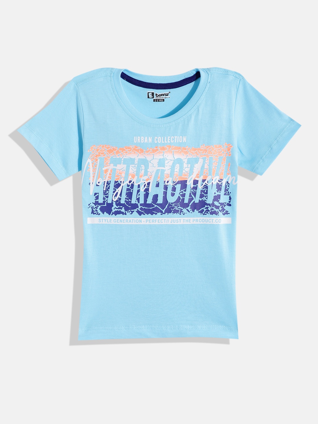 

Eteenz Boys Printed Premium Cotton T-shirt, Blue