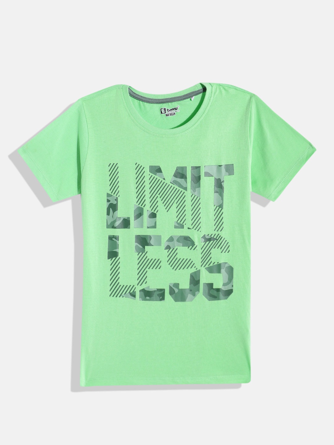 

Eteenz Boys Printed Premium Cotton T-shirt, Green