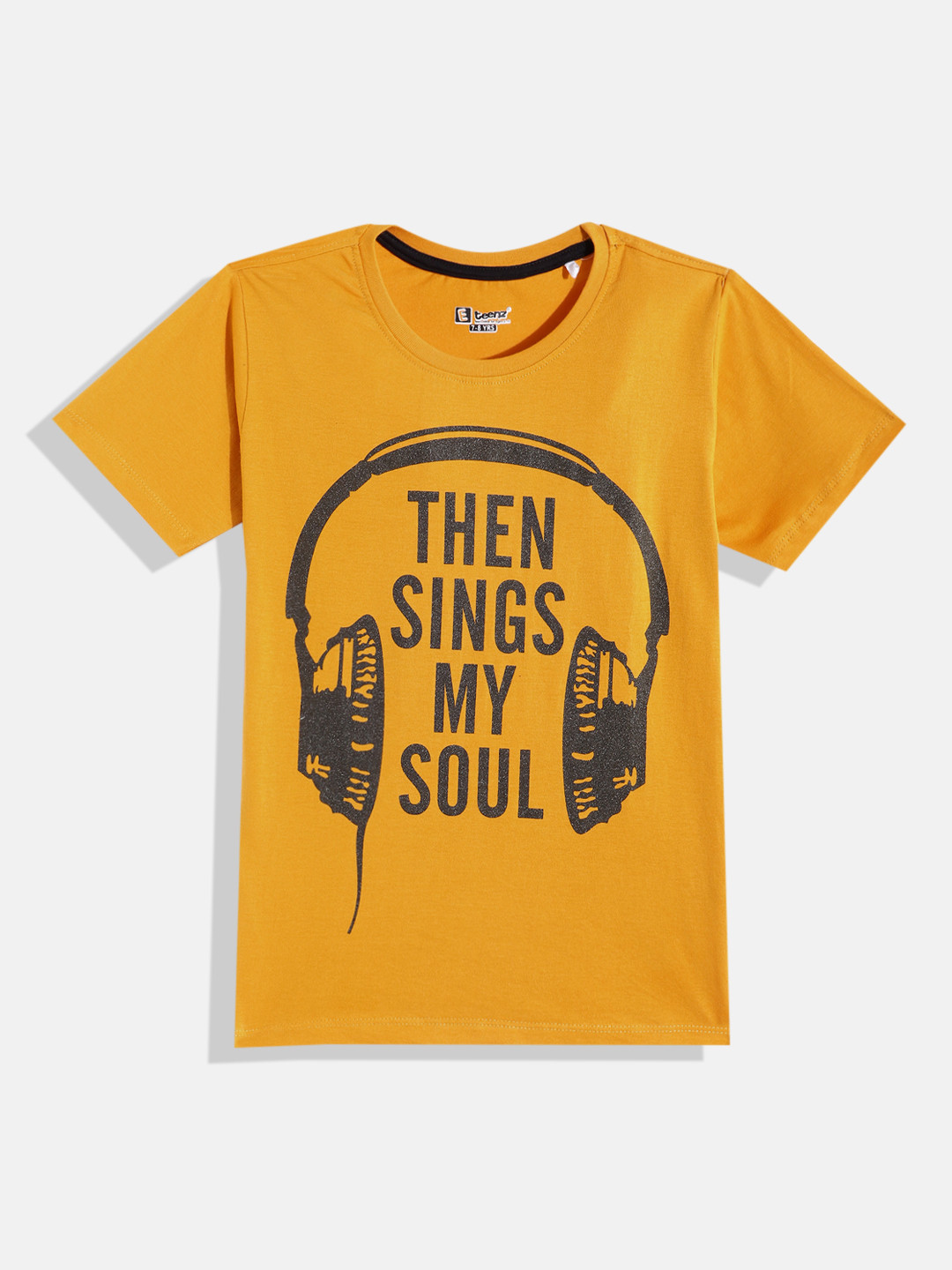 

Eteenz Boys Printed Premium Cotton T-shirt, Mustard
