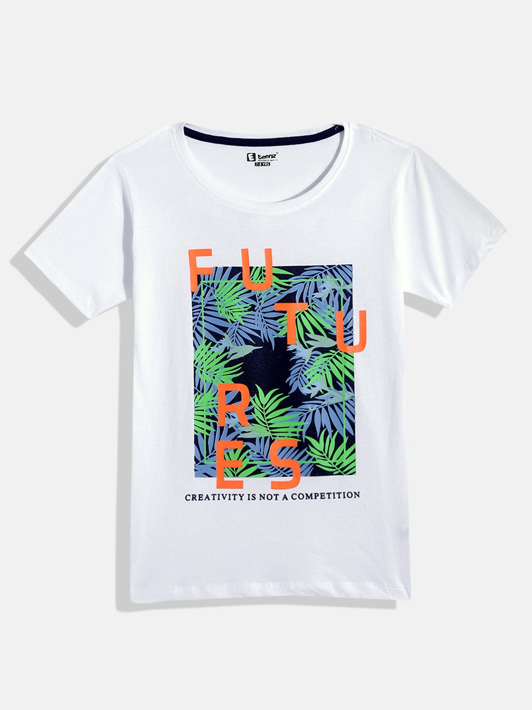 

Eteenz Boys Cotton Tropical Printed T-shirt, White