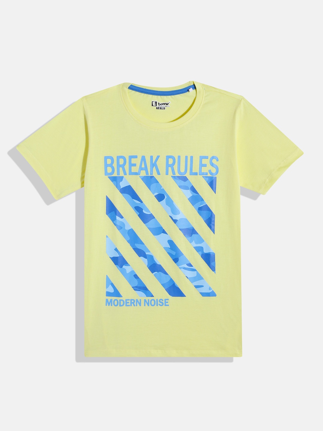 

Eteenz Boys Cotton Camouflaged Striped T-shirt, Yellow