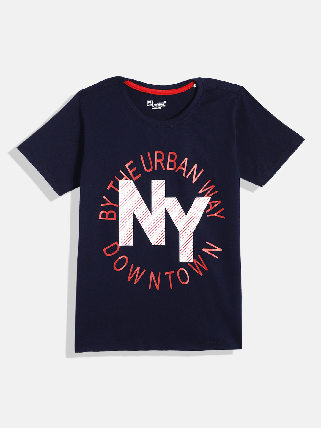 

Eteenz Boys Cotton Typography Printed T-shirt, Navy blue