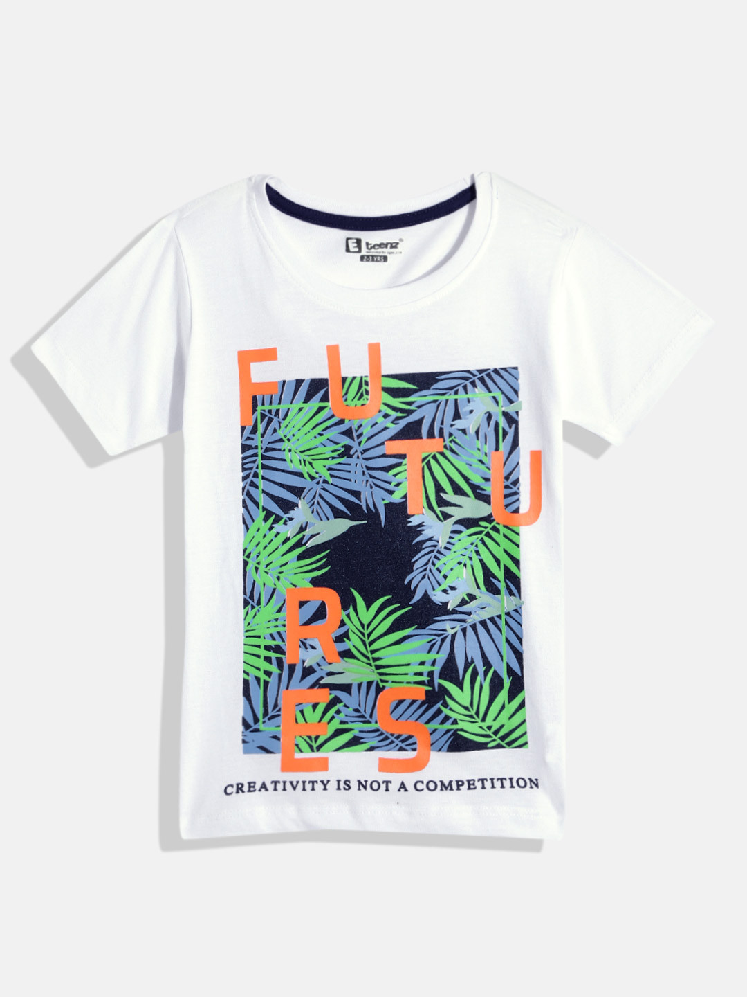

Eteenz Boys Cotton Tropical Printed T-shirt, White
