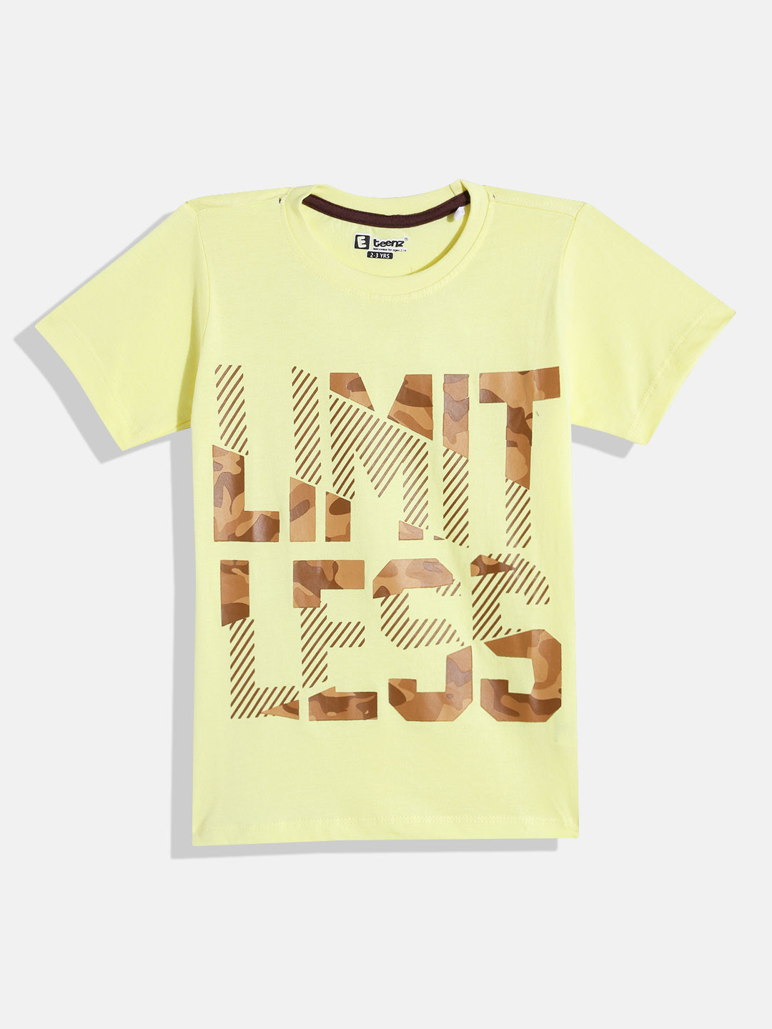 

Eteenz Boys Printed Premium Cotton T-shirt, Yellow