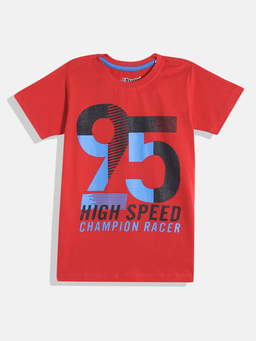 

Eteenz Boys Printed Premium Cotton T-shirt, Red