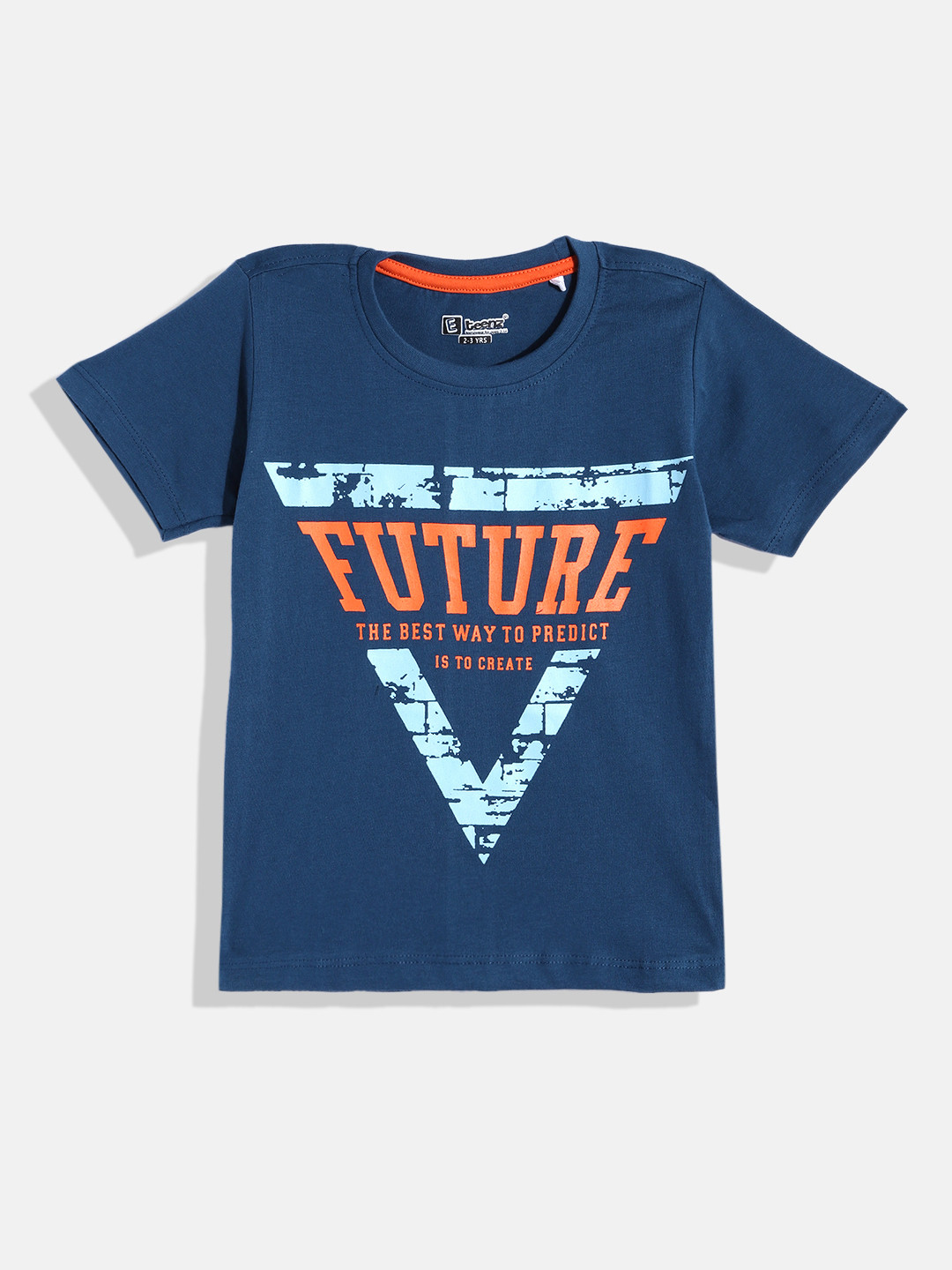

Eteenz Boys Typography Printed Cotton T-shirt, Navy blue