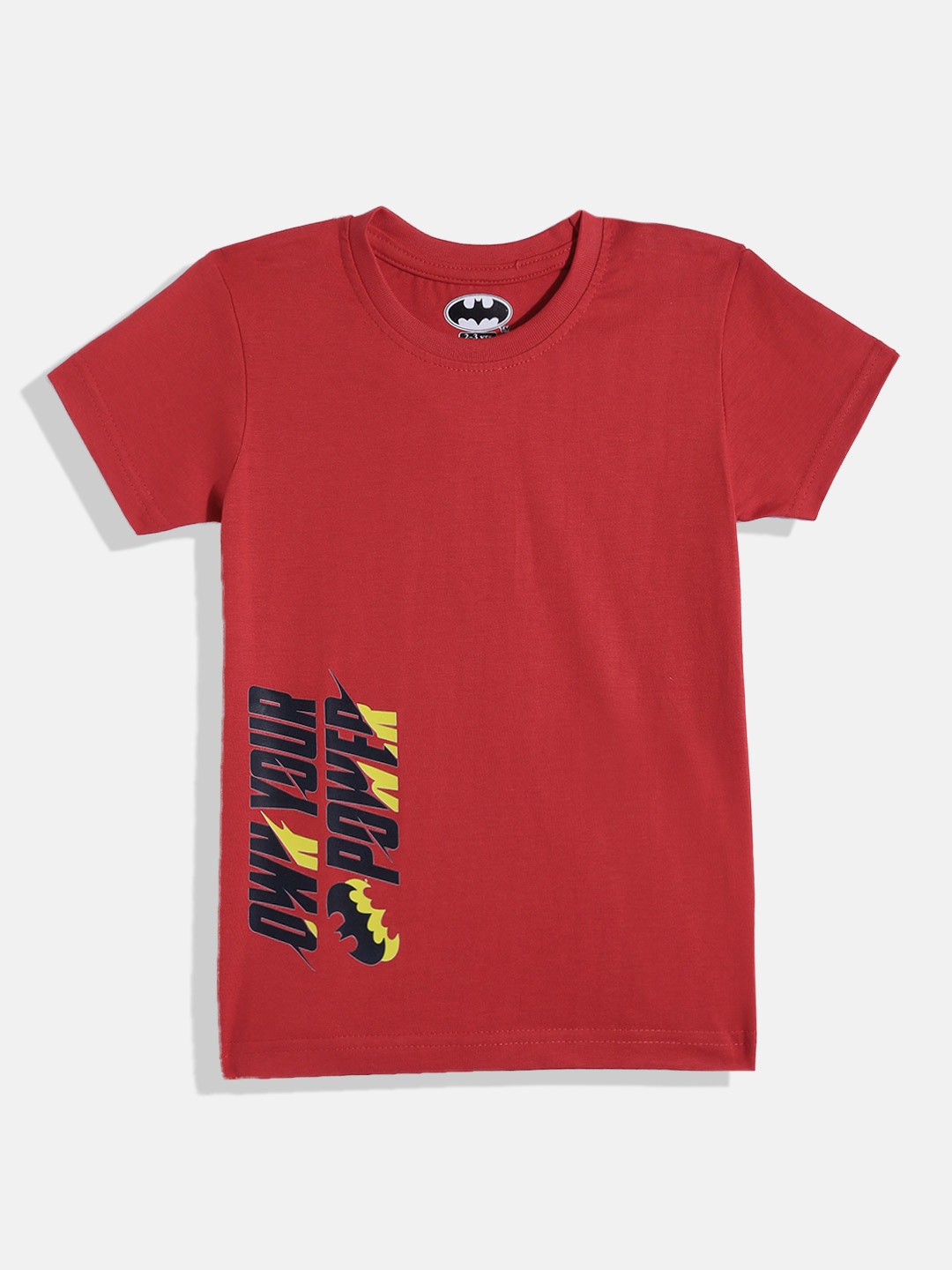 

Eteenz Boys Typography & Batman Printed Cotton T-shirt, Red